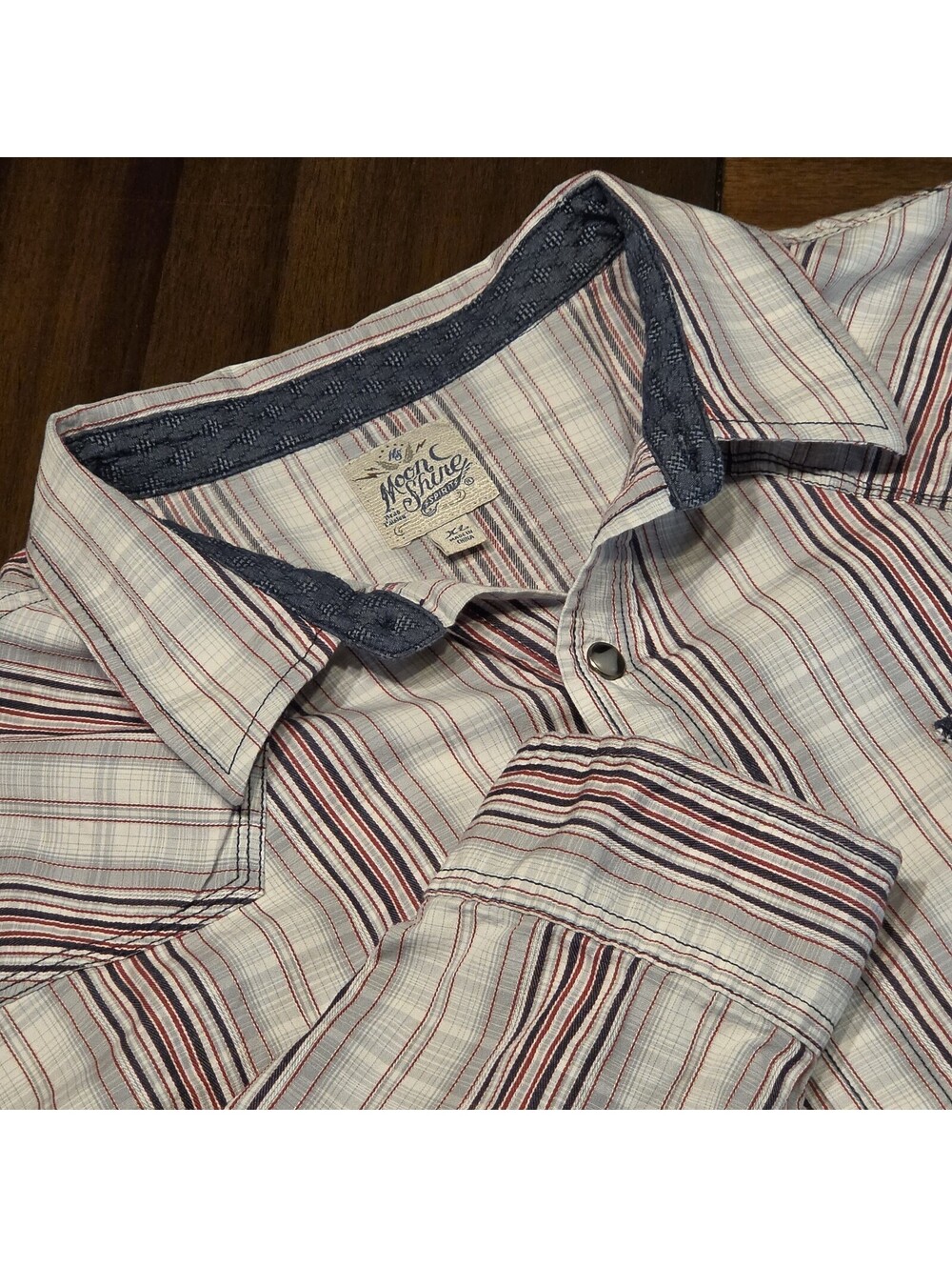 Moonshine Spirit Mens XL Western Snap Up Shirt Plaid Long Sleeve Cowboy Casual